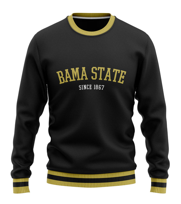 Gilbert Hall Branded Black + Gold BAMA STATE Crew Neck Sweater