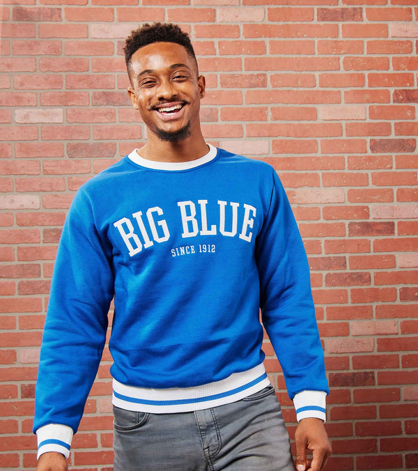 Gilbert Hall Branded Blue + White BIG BLUE Crew Neck Sweater