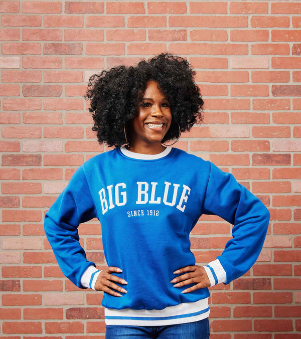 Gilbert Hall Branded Blue + White BIG BLUE Crew Neck Sweater