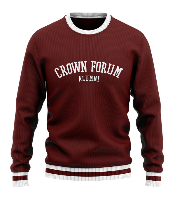 Gilbert Hall Branded Maroon + White Crown Forum Alumni Crew Neck Sweater