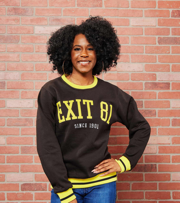 Gilbert Hall Branded Black + Gold EXIT 81 Crew Neck Sweater