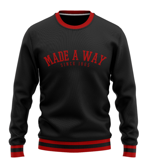 Gilbert Hall Branded Black+Red Made-A-Way Crew Neck Sweater