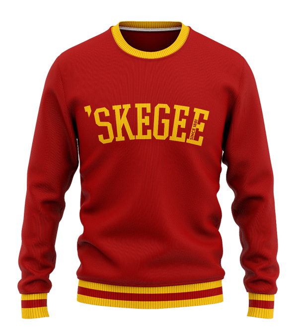 Gilbert Hall Branded Red + Gold 'SKEGEE Crew Neck Sweater Sweatshirt gilberthall 