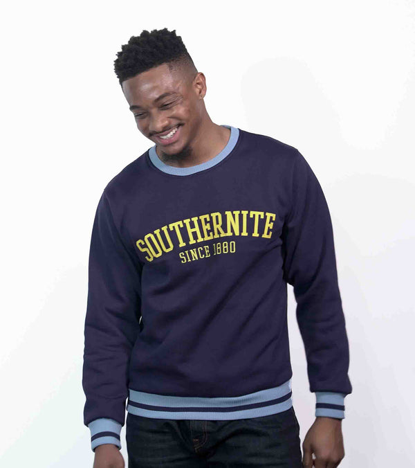 Gilbert Hall Branded Navy + Columbia Blue + Gold SoutherniteCrew Neck Sweater