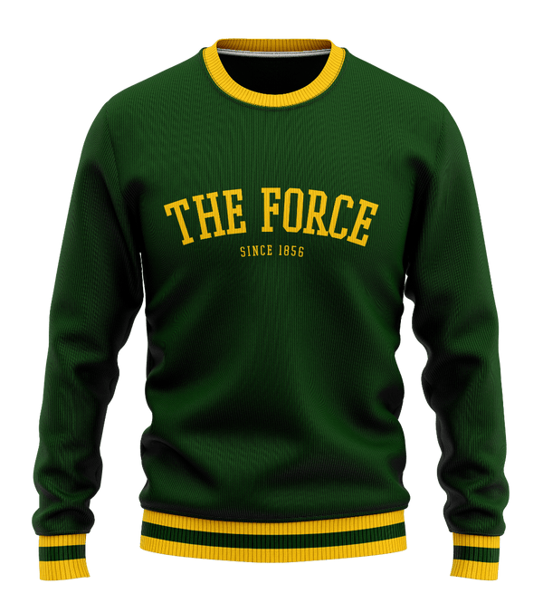 Gilbert Hall Branded Green + Gold THE FORCE Crew Neck Sweater