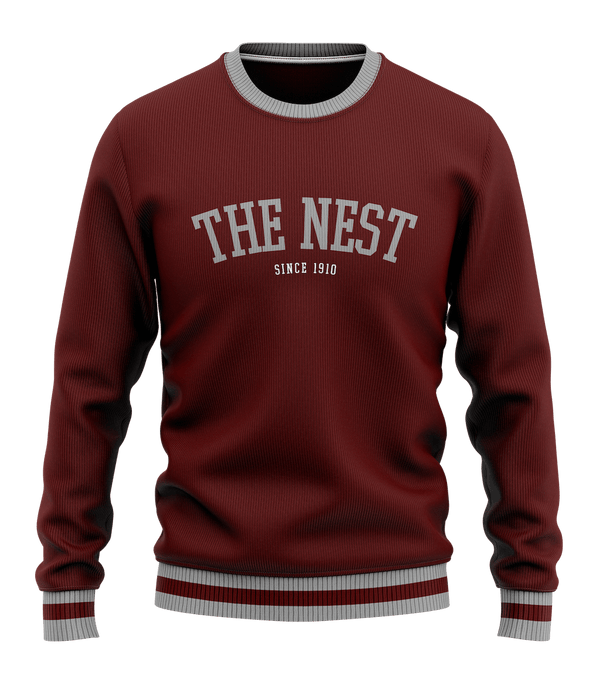 Gilbert Hall Branded Maroon + Grey THE NEST Crew Neck Sweater