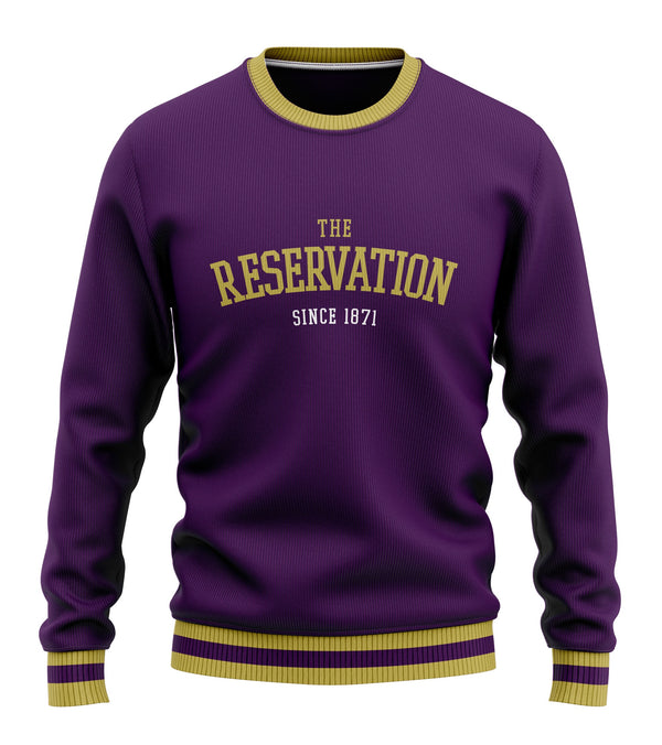 Gilbert Hall Branded Purple + Gold RESERVATION Crew Neck Sweater