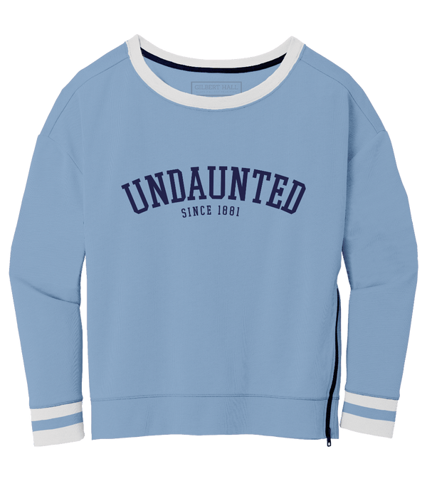 Gilbert Hall Branded Sky + Navy Blue UNDAUNTED Crew Neck Women's Sweater Sweatshirt gilberthall 