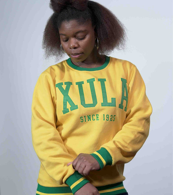 Gilbert Hall Branded Gold + Green XULA Crew Neck Sweater