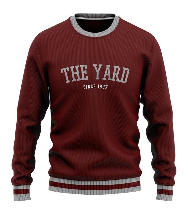 Gilbert Hall Branded Maroon + Grey THE YARD Crew Neck Sweater
